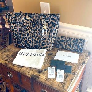 Brahmin Medium Asher Snow Leopard & Ady Wallet